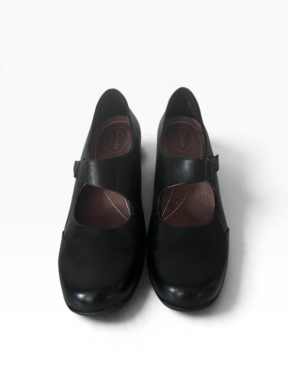 Clarks Rosalyn Wren Black Leather Mary Jane Comfort Pump Heels Size 9N